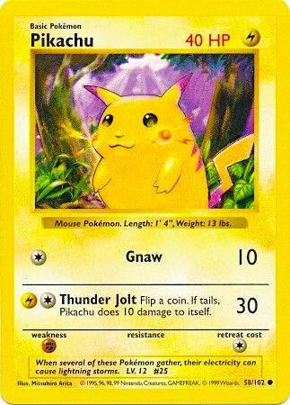 Single - Pikachu (Red Cheeks) - Base Set (Shadowless) (BSS) not 1st edition