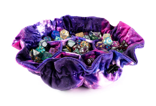 Dice Bag - Velvet Compartment Dice Bag with Pockets: Nebula