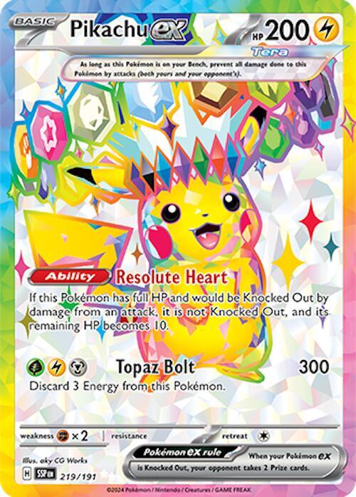 Single - Pikachu ex - 219/191 - SV08: Surging Sparks (SV08)