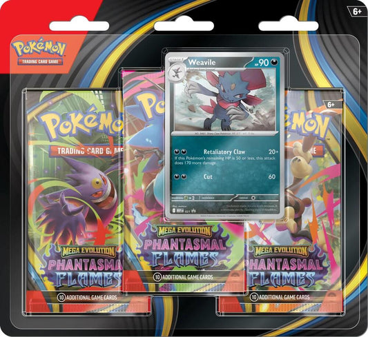 PREORDER - 3 Pack Blister [Weavile] - ME02: Phantasmal Flames (PFL) (Local Customers at this time only)