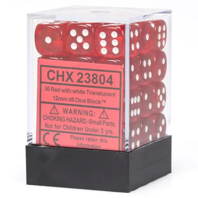 Dice (Translucent) - 6 Sided 12mm - 36 count