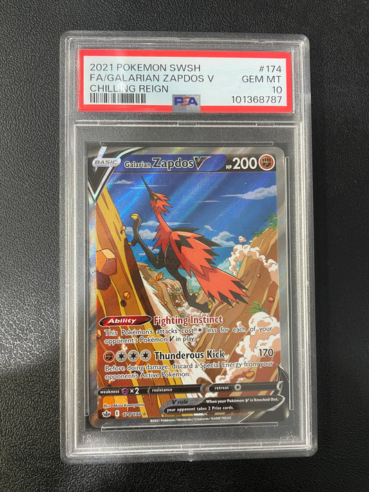 Graded - Galarian Zapdos V #174/198 [ENG] / PSA 10
