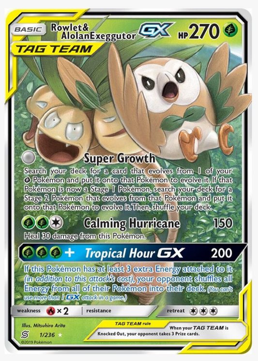 Single - Rowlet & Alolan Exeggutor GX #1/236