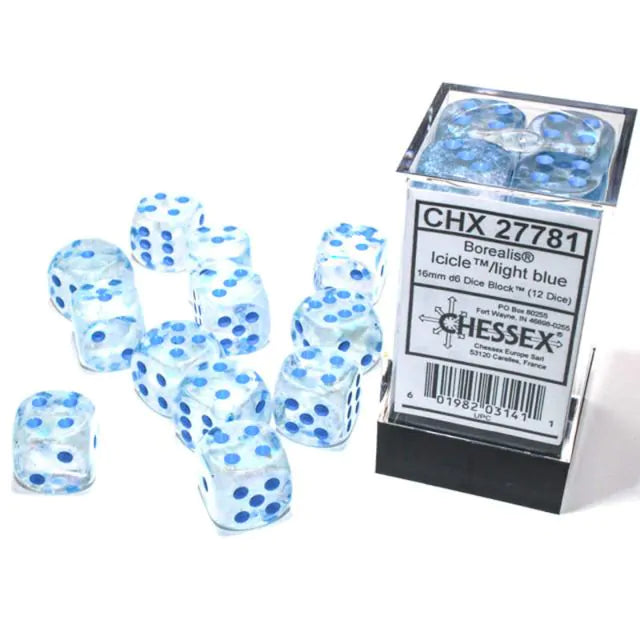 Dice (Borealis) - 6 Sided 16mm - 12 Count