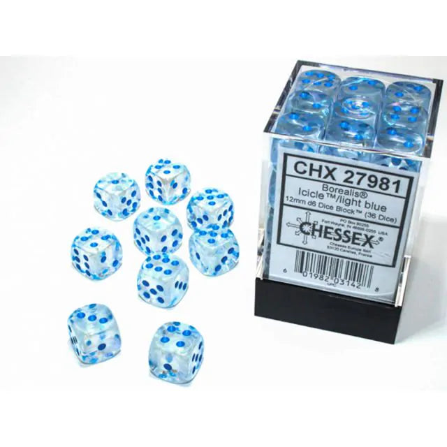 Dice (Borealis) - 6 Sided 12mm - 36 count