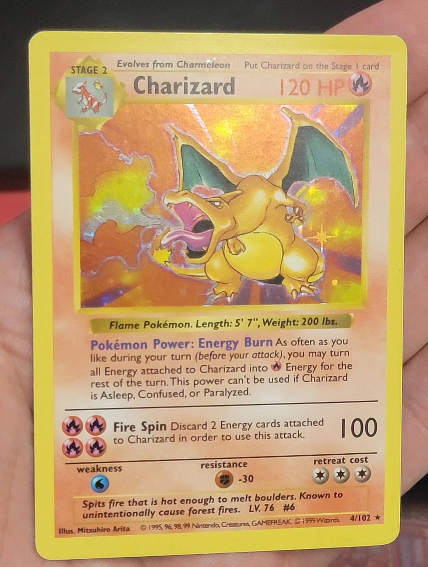 Single - Charizard - Holo Foil - Base Set Shadowless - Not 1st edition